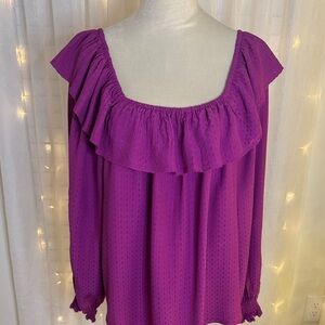 Knox Rose Vibrant Purple Ruffle Top